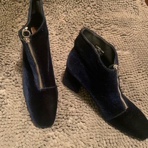 Navy Blue velvet ankle boots